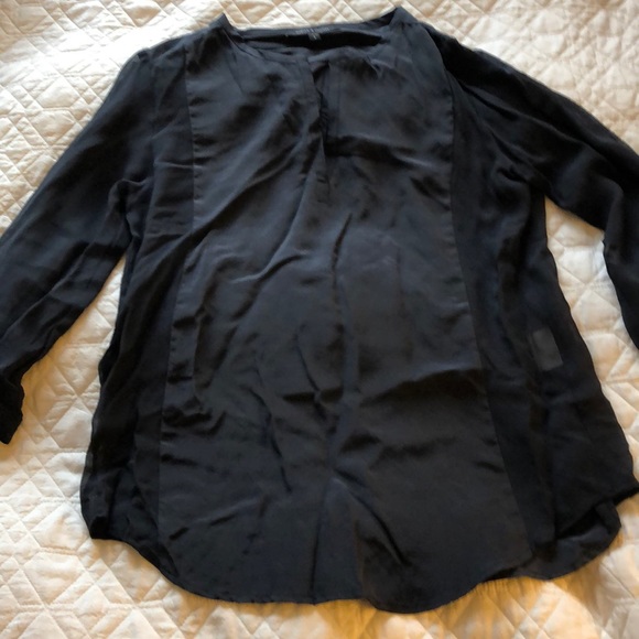 Judith & Charles Navy Silk Blouse - Picture 2 of 4